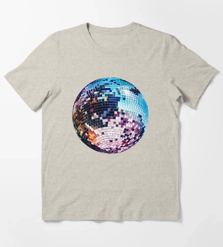 Disco Ball Mirrorball Colorful T-Shirt Cream