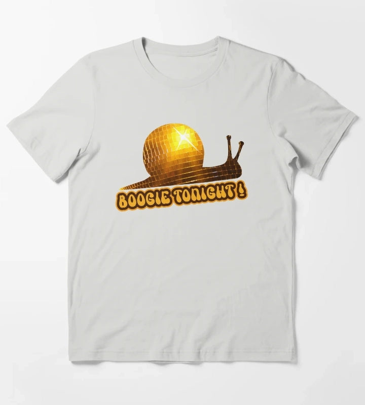 Disco Ball Snail T-Shirt Light Grey