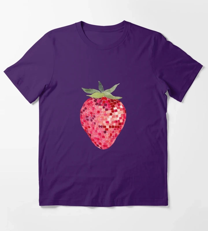 Disco Ball Strawberry T-Shirt Purple