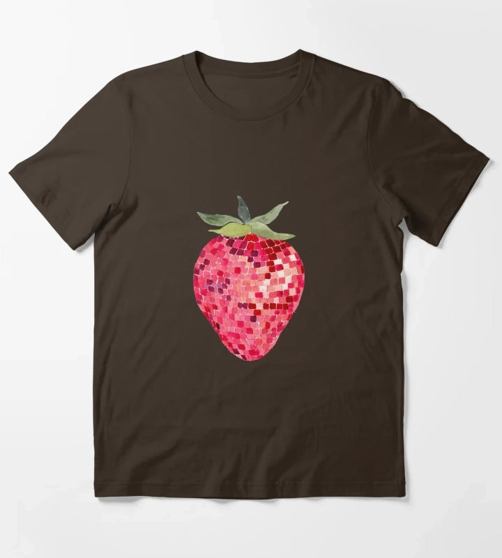 Disco Ball Strawberry T-Shirt Brown