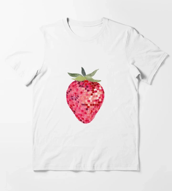 Disco Ball Strawberry T-Shirt White