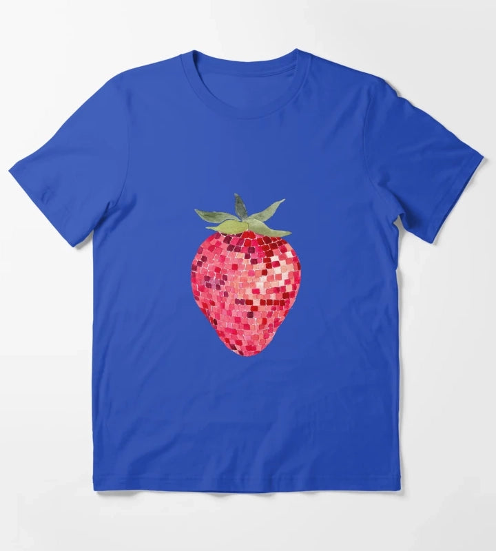 Disco Ball Strawberry T-Shirt Blue
