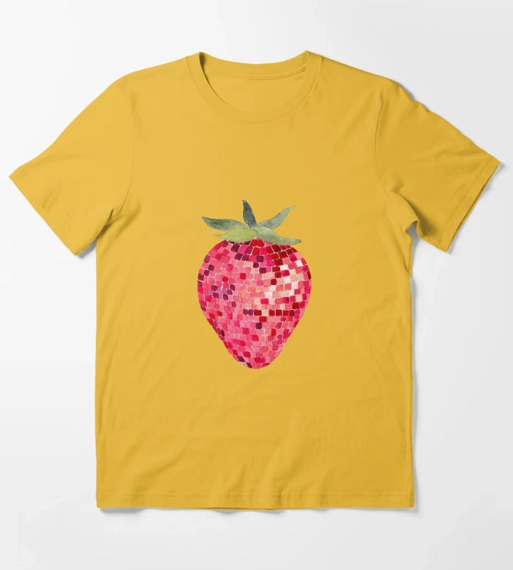 Disco Ball Strawberry T-Shirt Yellow