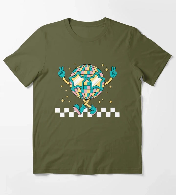 Disco Ball T-Shirt Olive Green