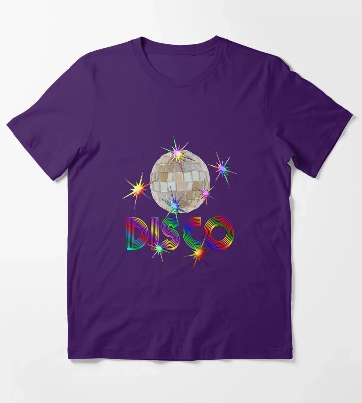Disco Ball with Shiny Stars T-Shirt Purple