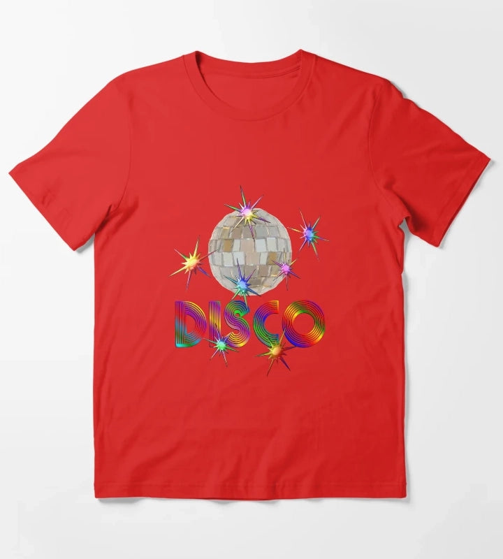 Disco Ball with Shiny Stars T-Shirt Red
