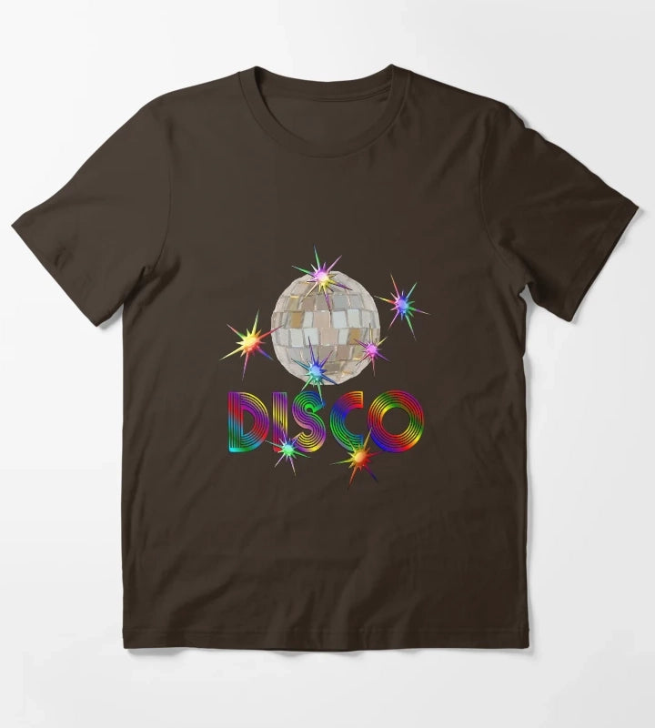Disco Ball with Shiny Stars T-Shirt Brown