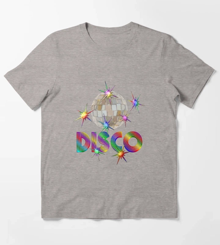 Disco Ball with Shiny Stars T-Shirt Heather Grey