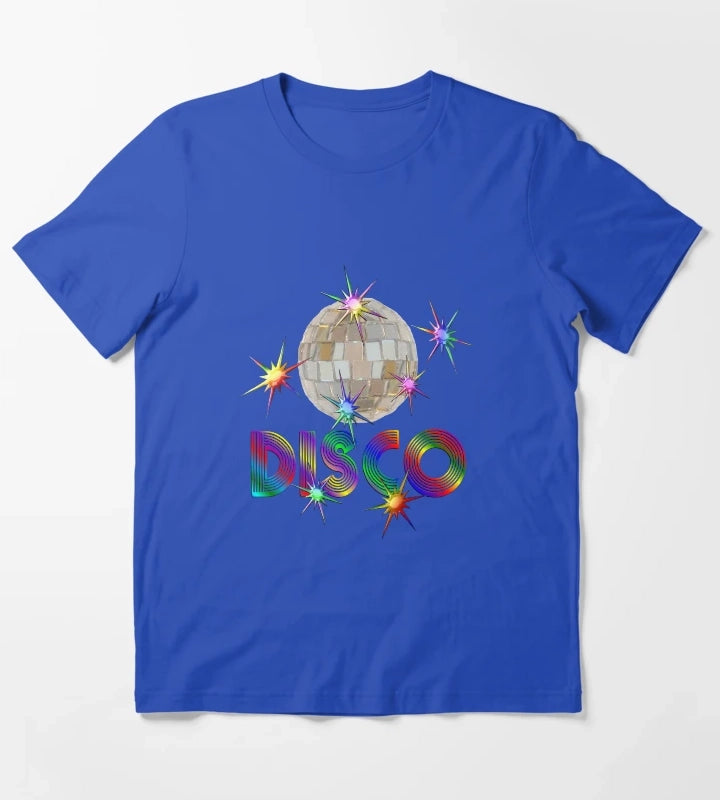 Disco Ball with Shiny Stars T-Shirt Blue