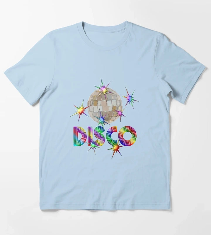 Disco Ball with Shiny Stars T-Shirt Sky Blue
