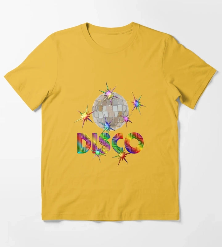 Disco Ball with Shiny Stars T-Shirt Yellow