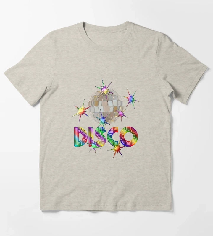 Disco Ball with Shiny Stars T-Shirt Cream