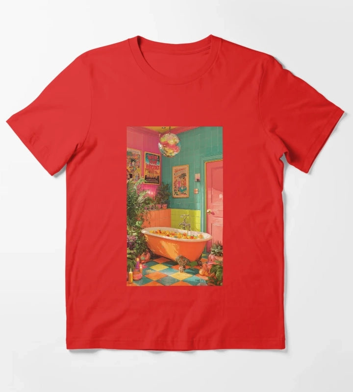 Disco Bathroom V1 T-Shirt Red