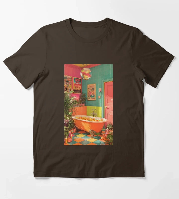 Disco Bathroom V1 T-Shirt Brown