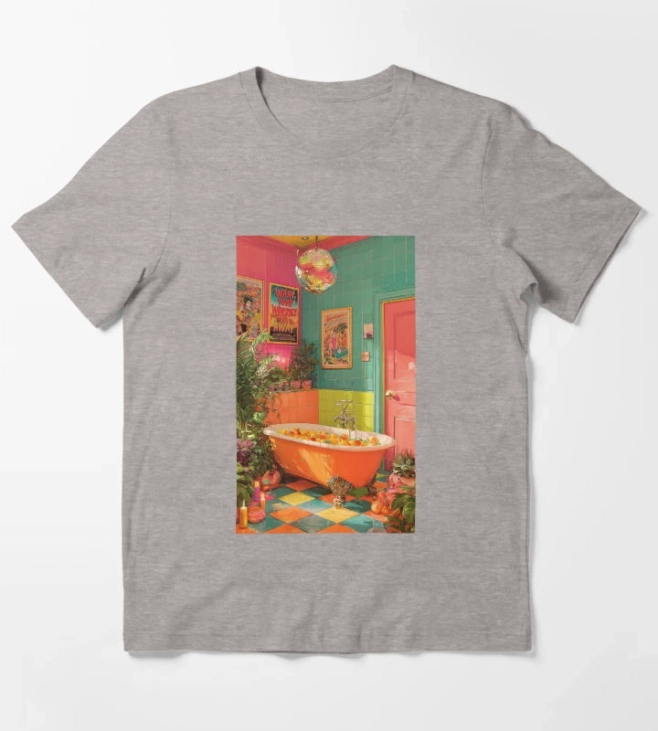 Disco Bathroom V1 T-Shirt Heather Grey