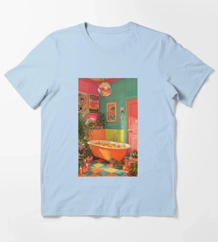 Disco Bathroom V1 T-Shirt Sky Blue