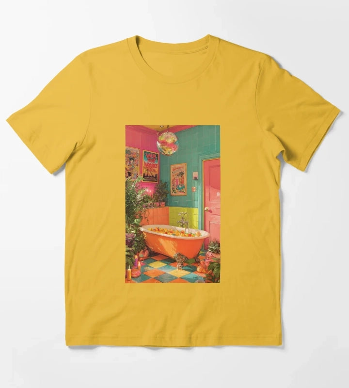 Disco Bathroom V1 T-Shirt Yellow