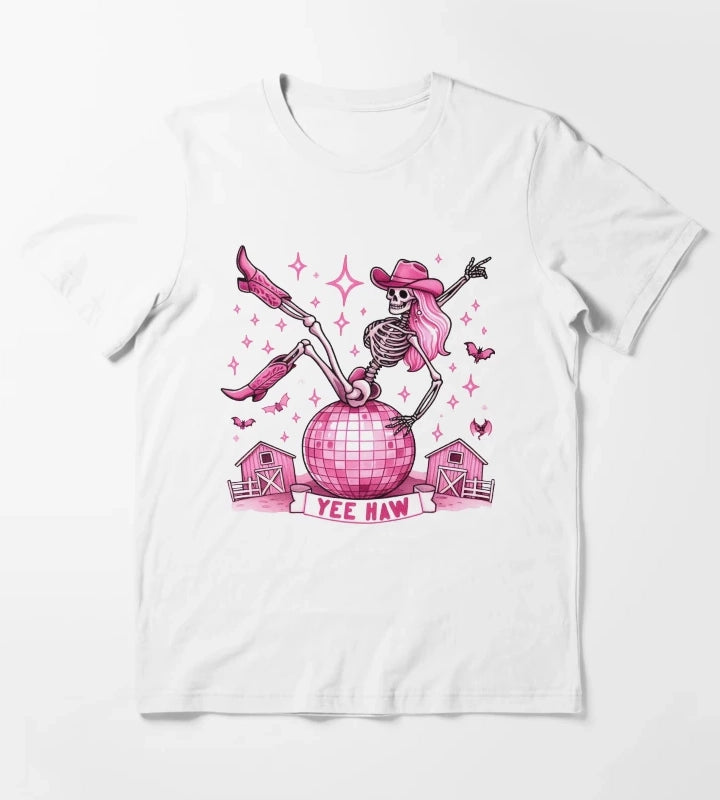 Disco Cowgirl Funny skeleton Disco Cowgirl T-Shirt White