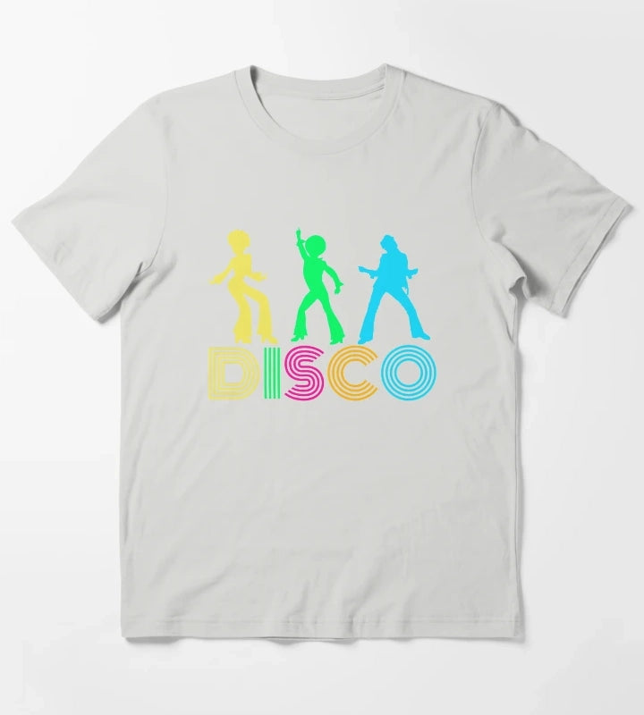 Disco Dancers and Funky 70s Text T-Shirt Light Grey
