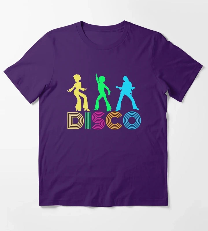 Disco Dancers and Funky 70s Text T-Shirt Purple