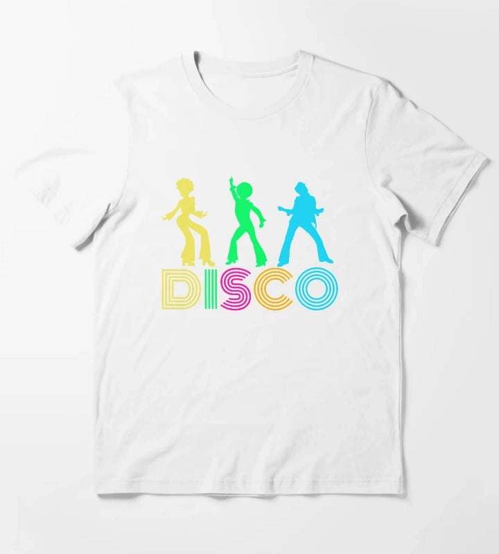 Disco Dancers and Funky 70s Text T-Shirt White