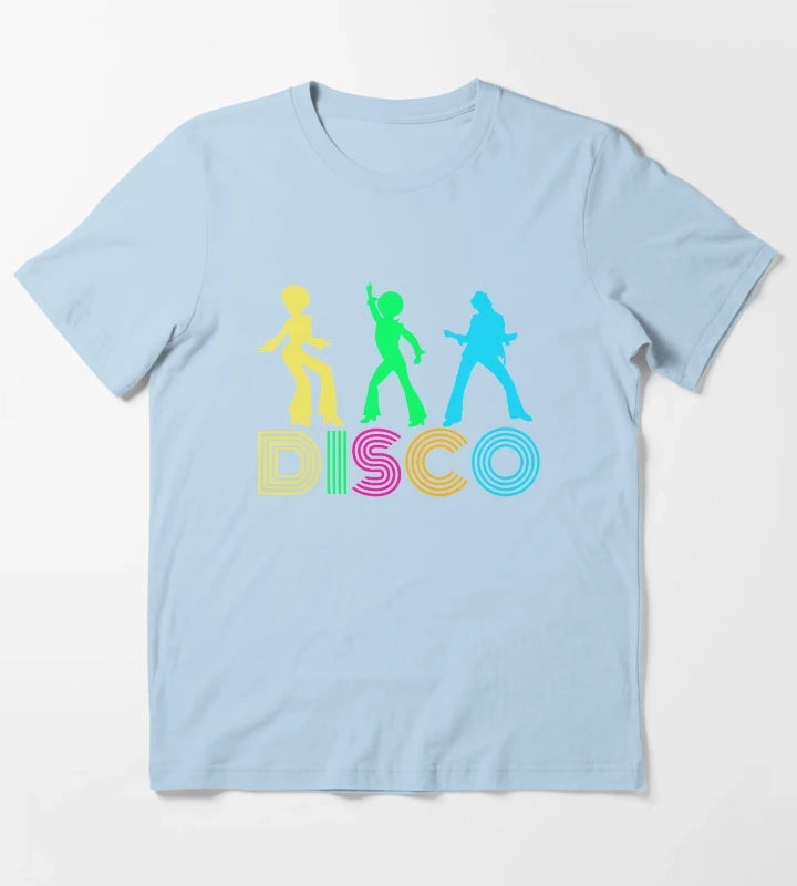 Disco Dancers and Funky 70s Text T-Shirt Sky Blue