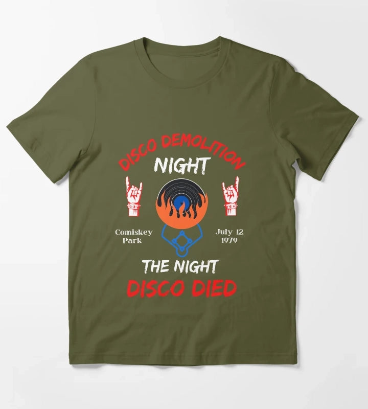 Disco Demolition Night At Comiskey Park T-Shirt Olive Green