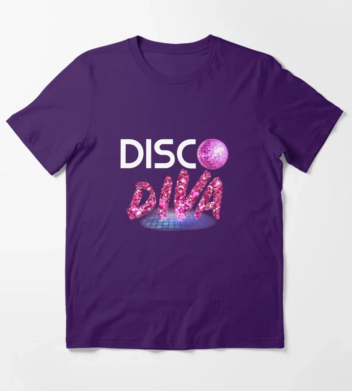 Disco Diva Tee Retro 70s product Vintage 80s print T-Shirt Purple