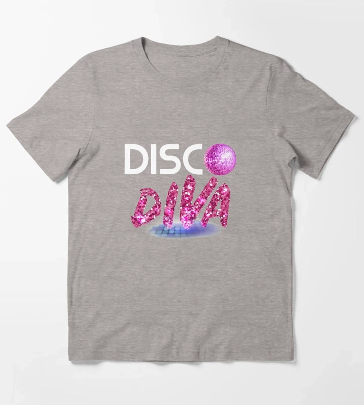 Disco Diva Tee Retro 70s product Vintage 80s print T-Shirt Heather Grey