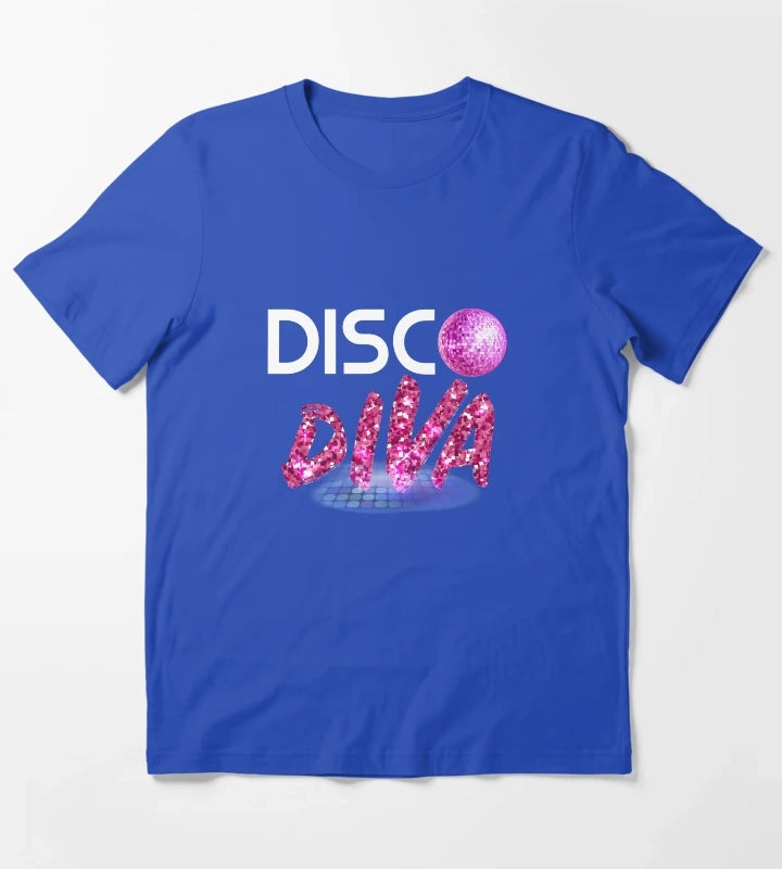 Disco Diva Tee Retro 70s product Vintage 80s print T-Shirt Blue
