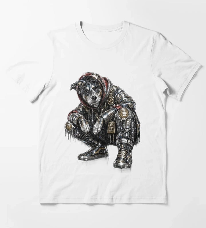 Disco Dog Mosaic Streetwear Puppy T-Shirt White