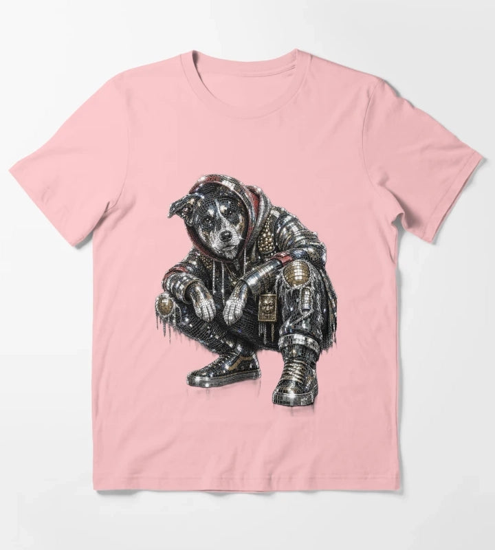 Disco Dog Mosaic Streetwear Puppy T-Shirt Dark Grey