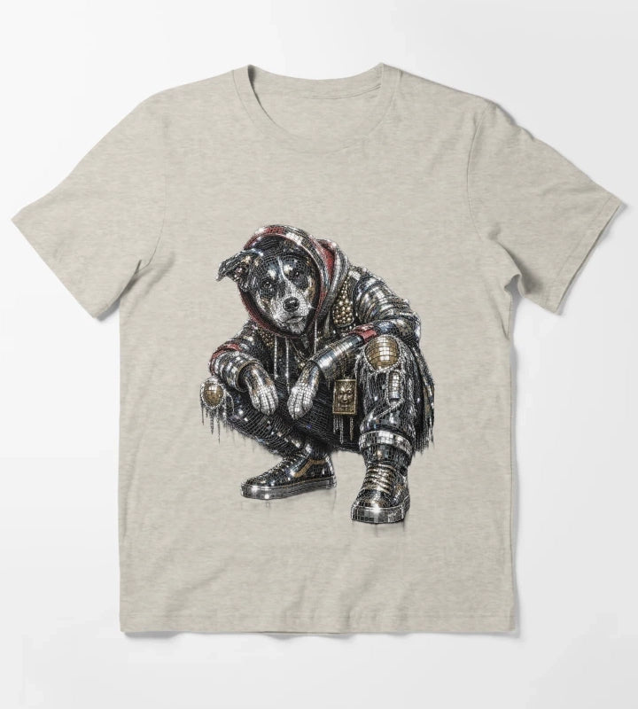 Disco Dog Mosaic Streetwear Puppy T-Shirt Cream