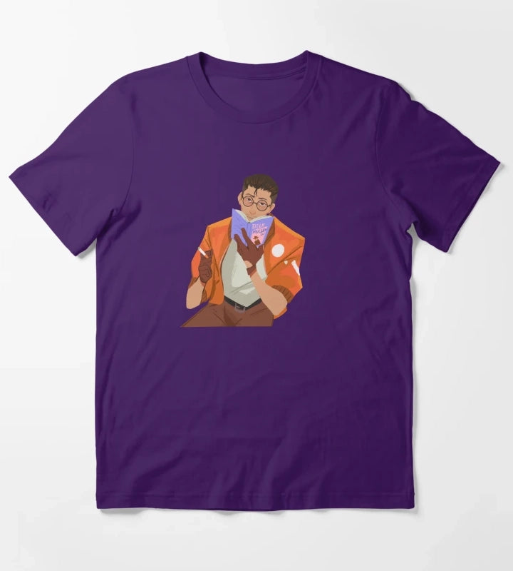 Disco Elysium Kim reading T-Shirt Purple
