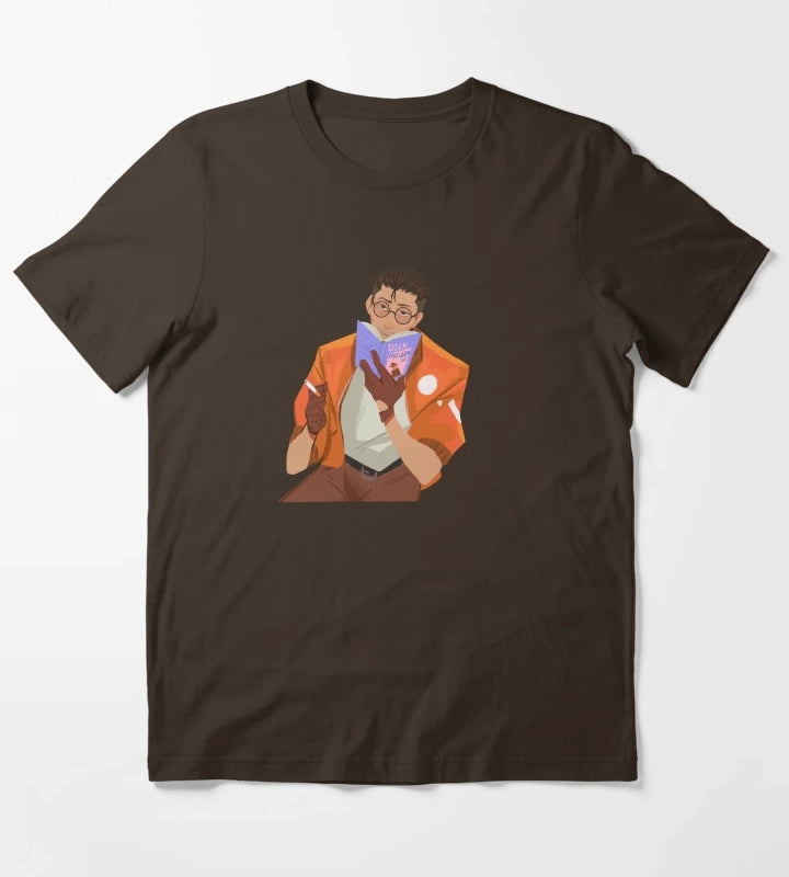 Disco Elysium Kim reading T-Shirt Brown