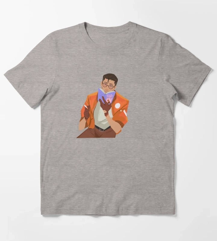 Disco Elysium Kim reading T-Shirt Heather Grey