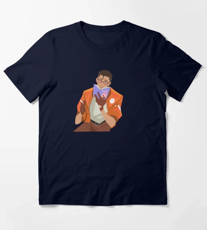 Disco Elysium Kim reading T-Shirt Navy
