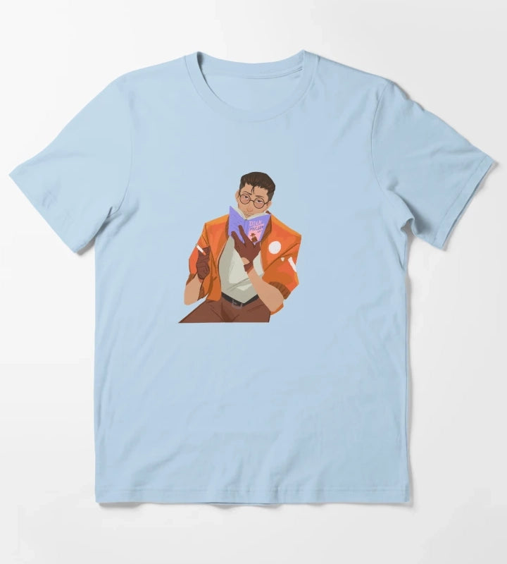 Disco Elysium Kim reading T-Shirt Sky Blue