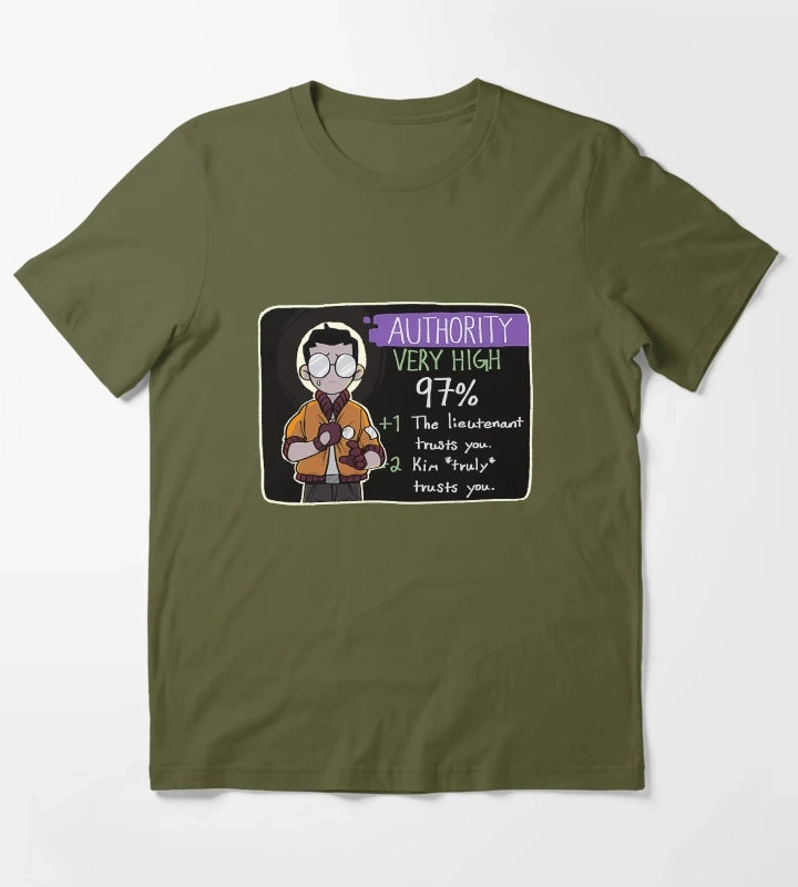Disco Elysium Kim truly trusts you Disco Elysium Disco Elysium T-Shirt Olive Green