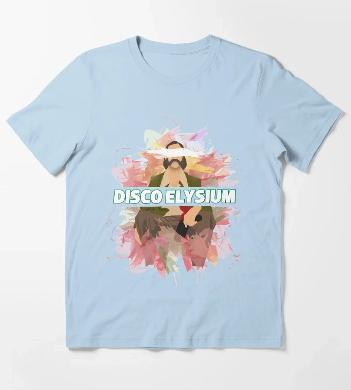 Disco Elysium Watercolor Art T-Shirt Sky Blue