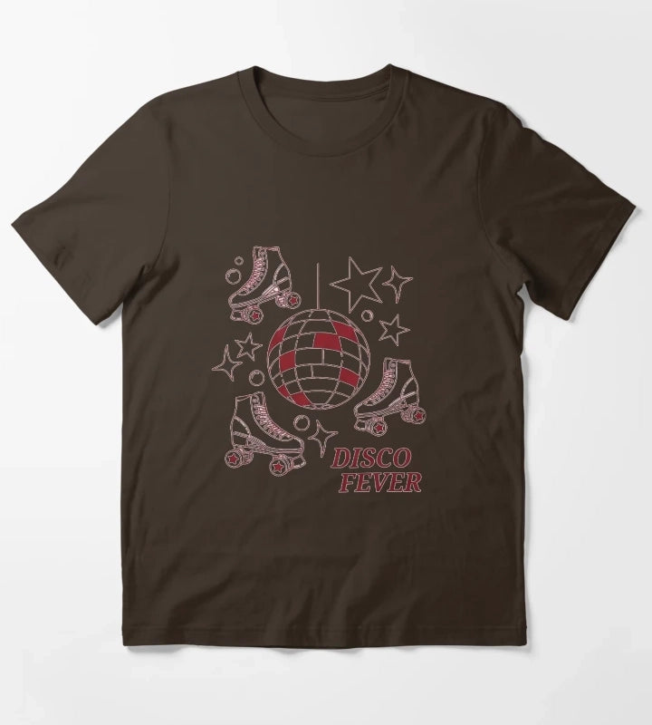 Disco Fever Retro Dance Party Design T-Shirt Brown