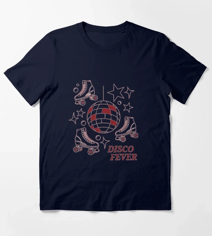 Disco Fever Retro Dance Party Design T-Shirt Navy
