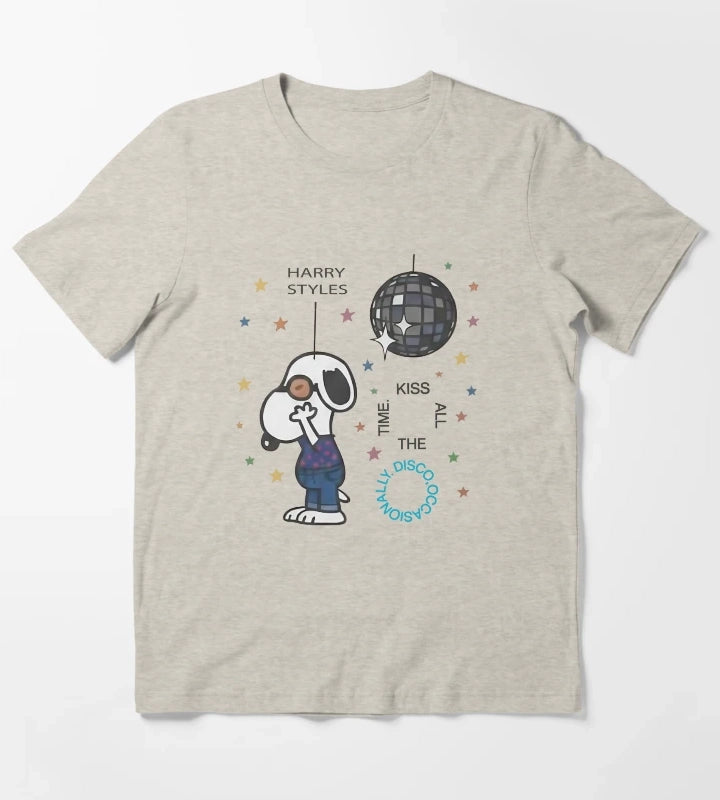 Disco Occasionally Kiss All The Time Cute Snoopy Inspired Concert Harry Album Merch Tour Concert T-Shirt Cream