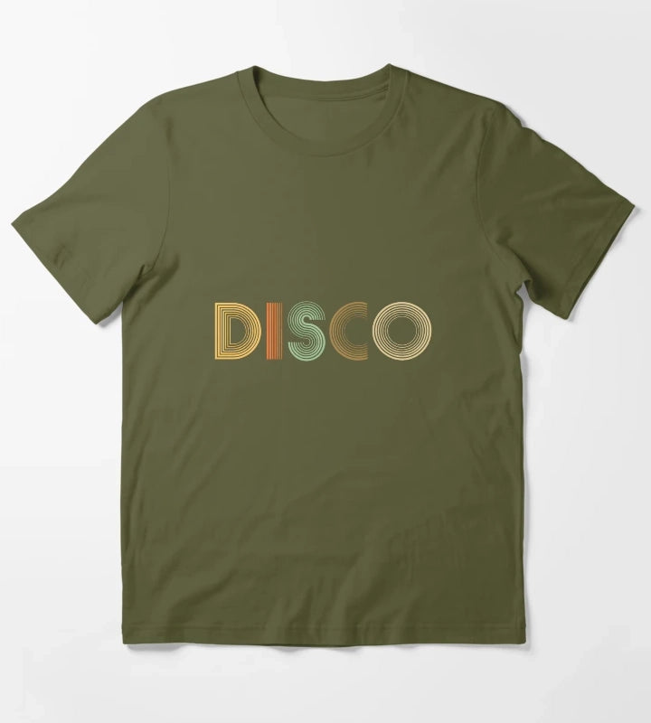 Disco Retro 70s Style T-Shirt Olive Green