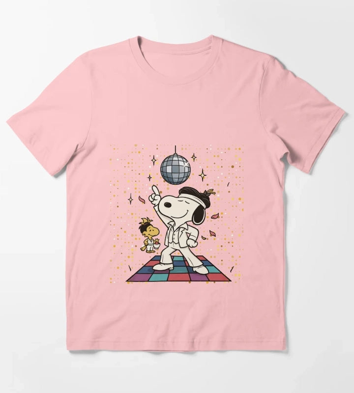 Disco Snoopy 80s Groove Dog Dancing Under Disco Ball T-Shirt Dark Grey
