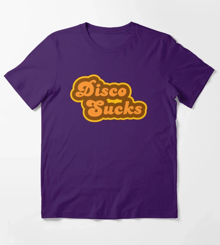 Disco Sucks Retro 70s Logo T-Shirt Purple