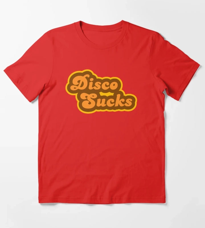 Disco Sucks Retro 70s Logo T-Shirt Red
