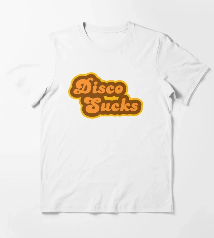 Disco Sucks Retro 70s Logo T-Shirt White