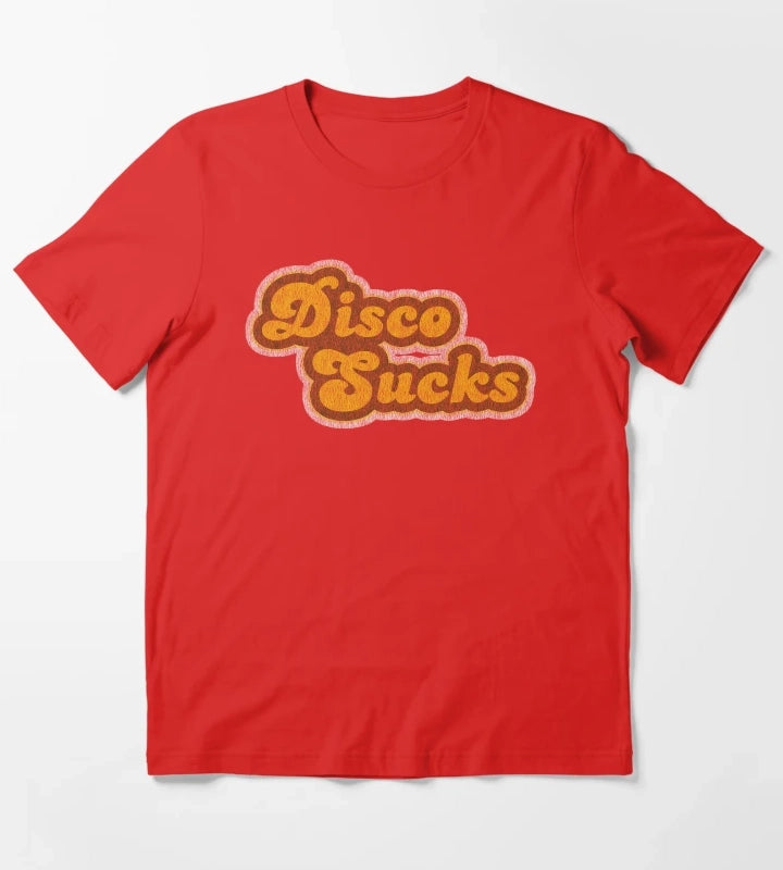 Disco Sucks Vintage Distressed Print Shirt T-Shirt Red