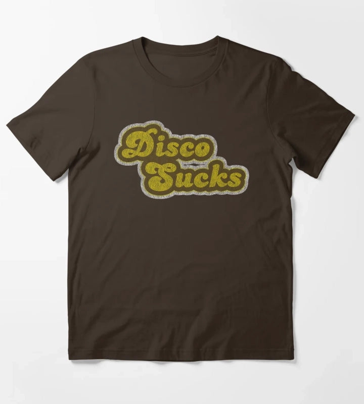 Disco Sucks Vintage Distressed Print Shirt T-Shirt Brown